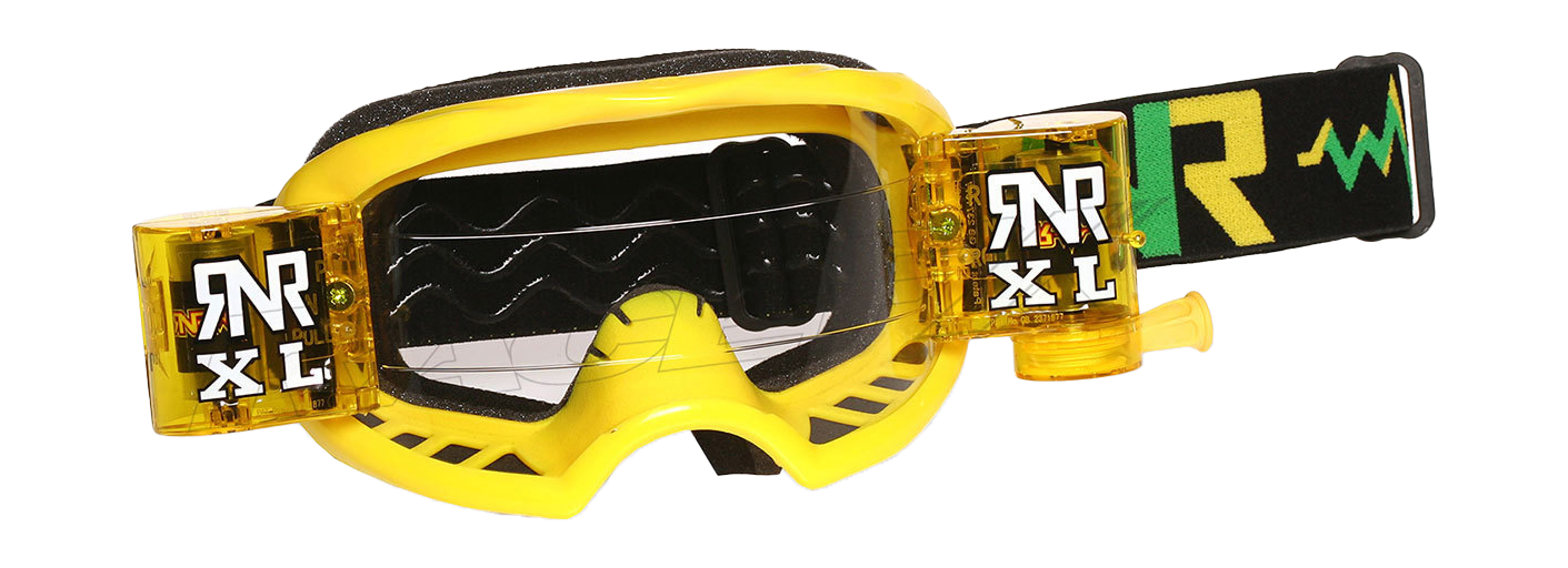 RNR Motocross Goggle Roll-Off Colossus XL - Neon Yellow - Clear