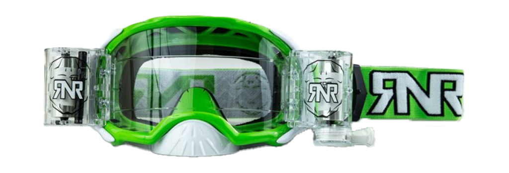 RNR Motocross Goggle Roll-Off Platinum WVS - Green - Clear