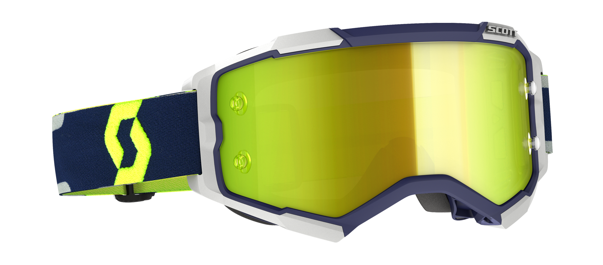 Scott Motocross Goggle Fury - Blue / Grey - Mirror Yellow