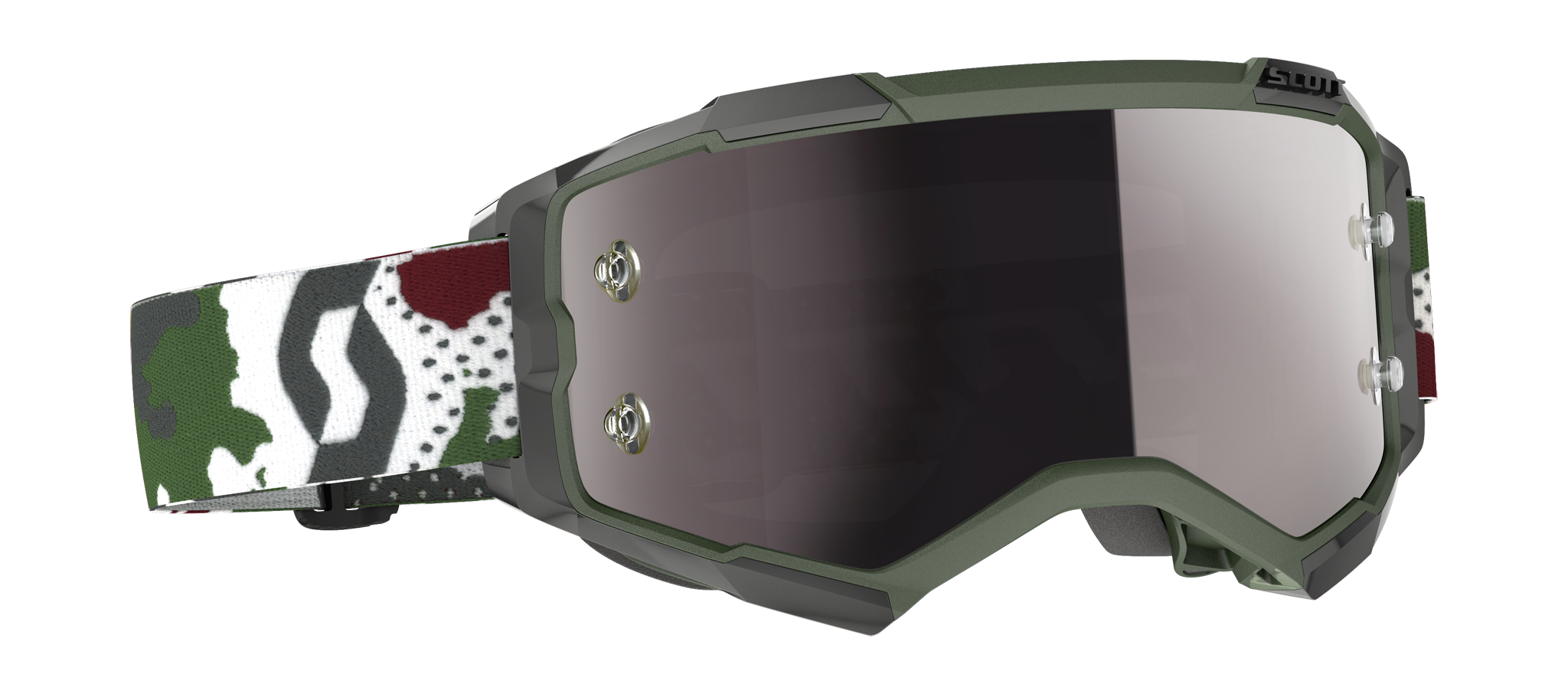 Scott Motocross Goggle Fury - Dark Green / White - Mirror Silver