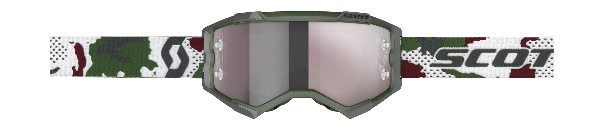 Scott Motocross Goggle Fury - Dark Green / White - Mirror Silver