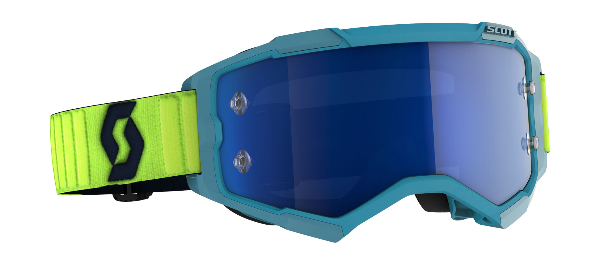 Scott Motocross Goggle Fury - Teal Blue / Neon Yellow - Mirror Electric Blue