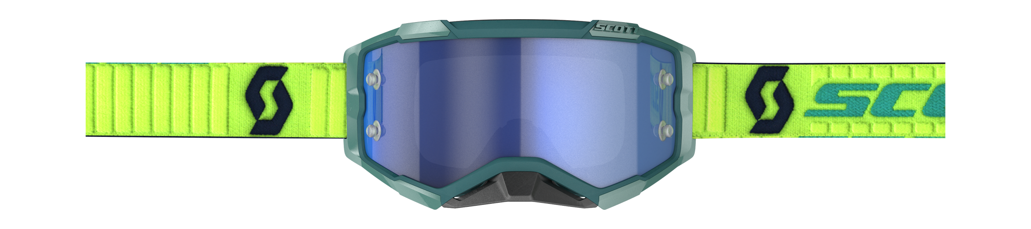 Scott Motocross Goggle Fury - Teal Blue / Neon Yellow - Mirror Electric Blue