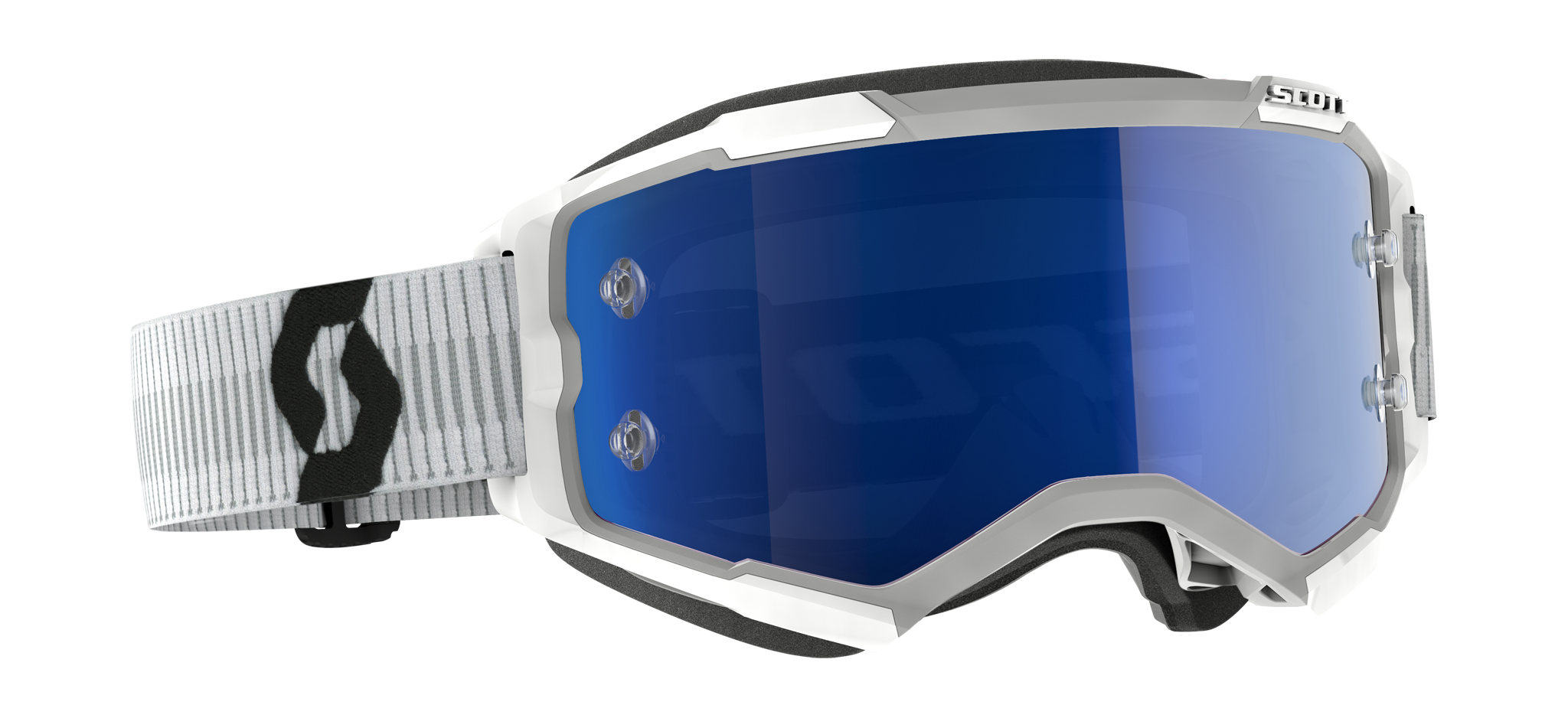 Scott Motocross Goggle Fury - White / Blue - Mirror Electric Blue