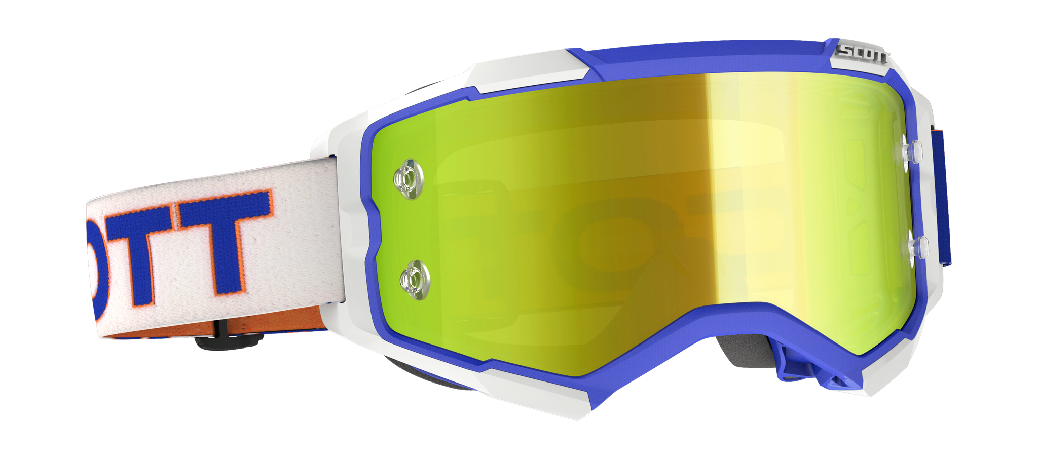 Scott Motocross Goggle Fury - White / Blue - Mirror Yellow