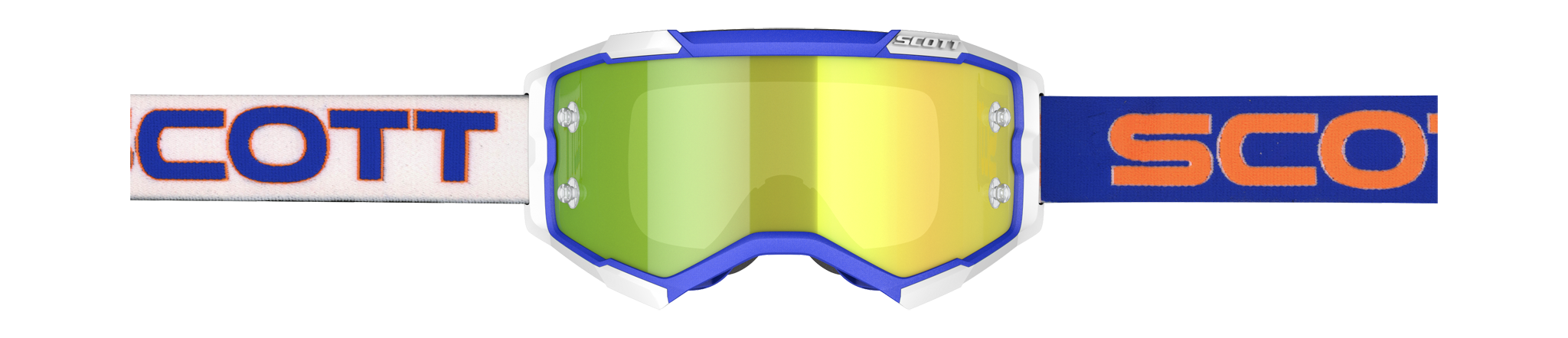 Scott Motocross Goggle Fury - White / Blue - Mirror Yellow