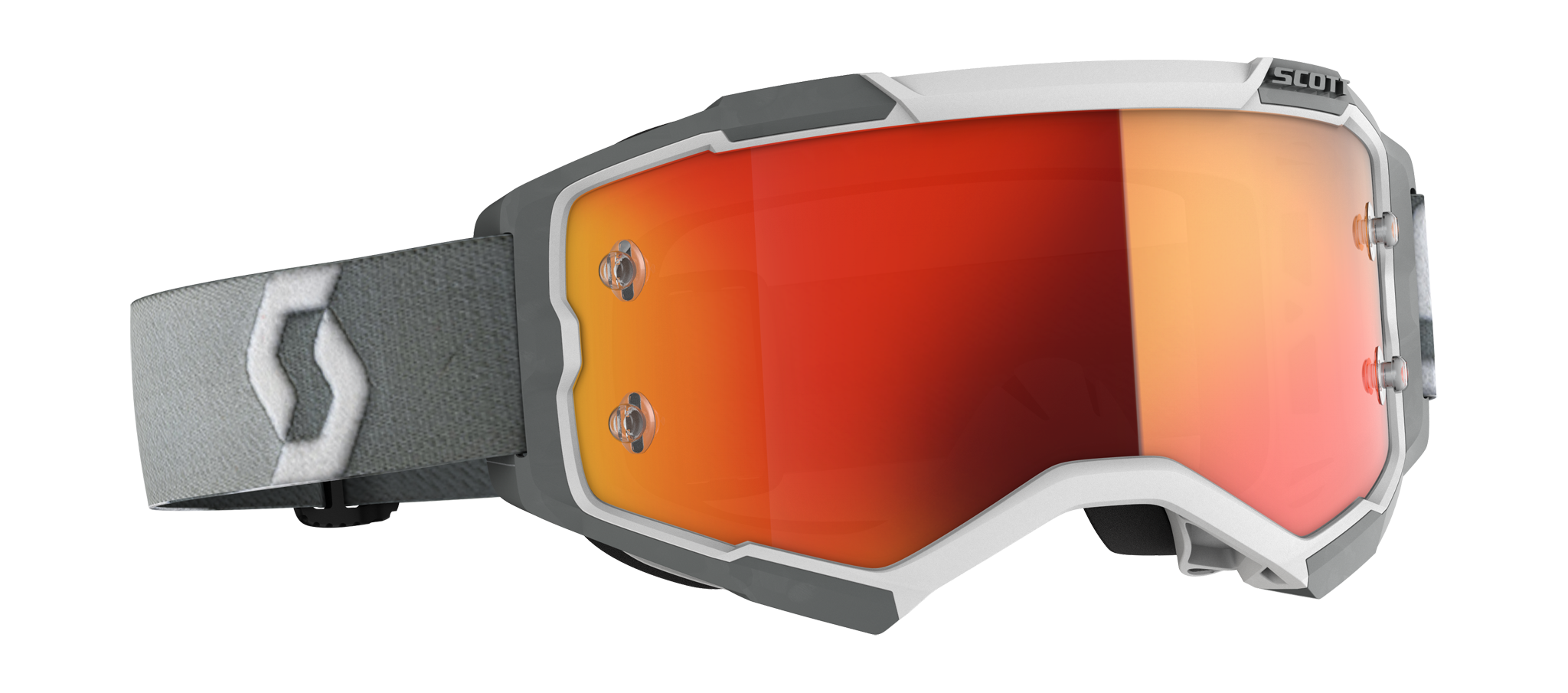 Scott Motocross Goggle Fury - White / Grey - Mirror Orange