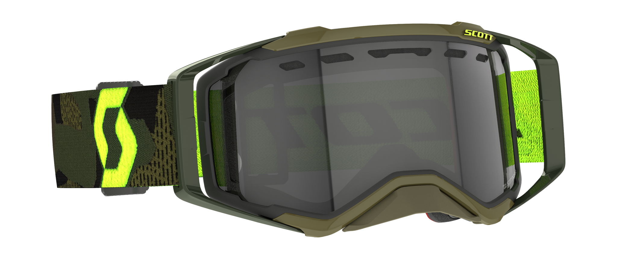 Scott Motocross Goggle Prospect Enduro Kaki - Green / Neon Yellow - Light Sensitive Grey