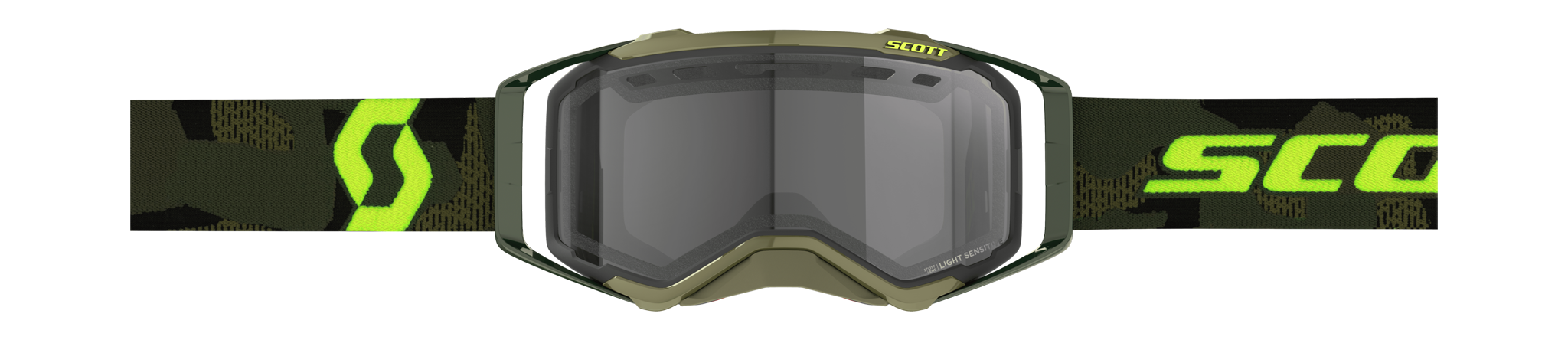 Scott Motocross Goggle Prospect Enduro Kaki - Green / Neon Yellow - Light Sensitive Grey