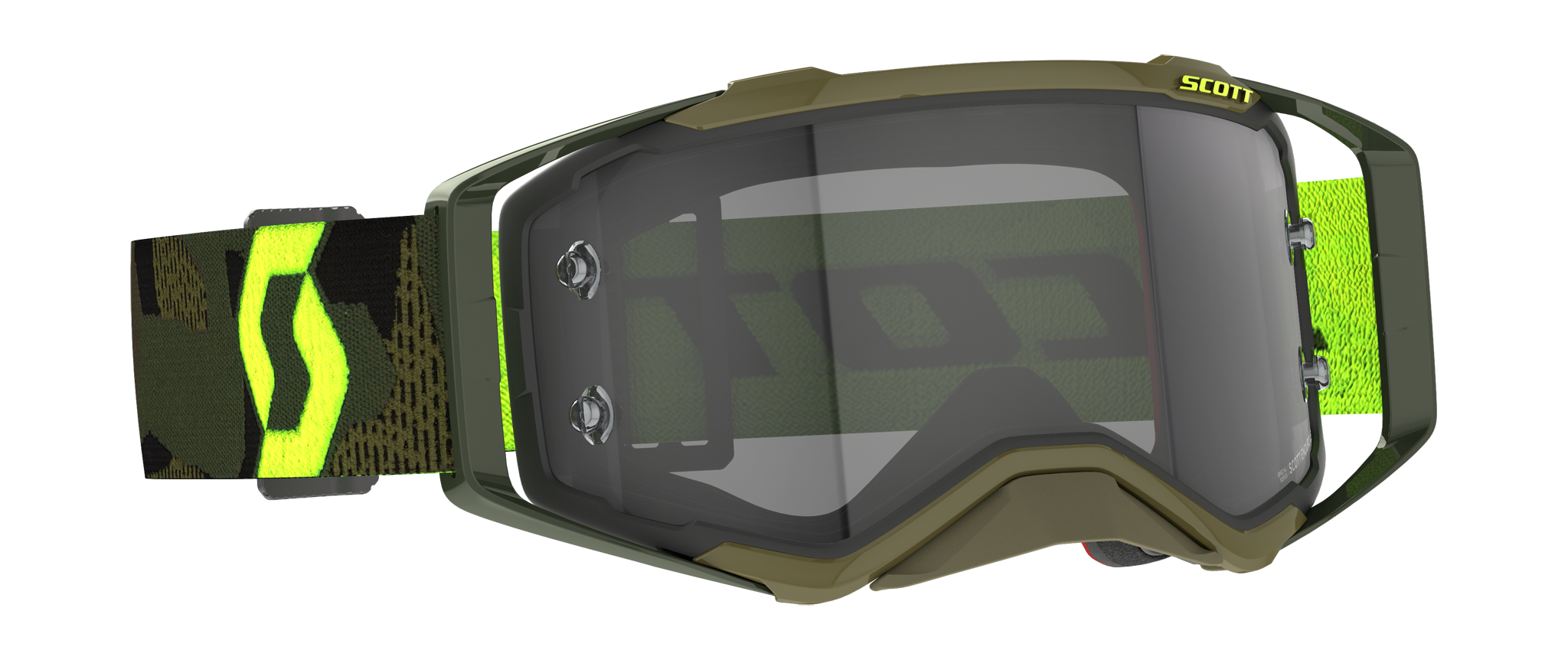 Scott Motocross Goggle Prospect Kaki - Green / Neon Yellow - Light Sensitive Grey