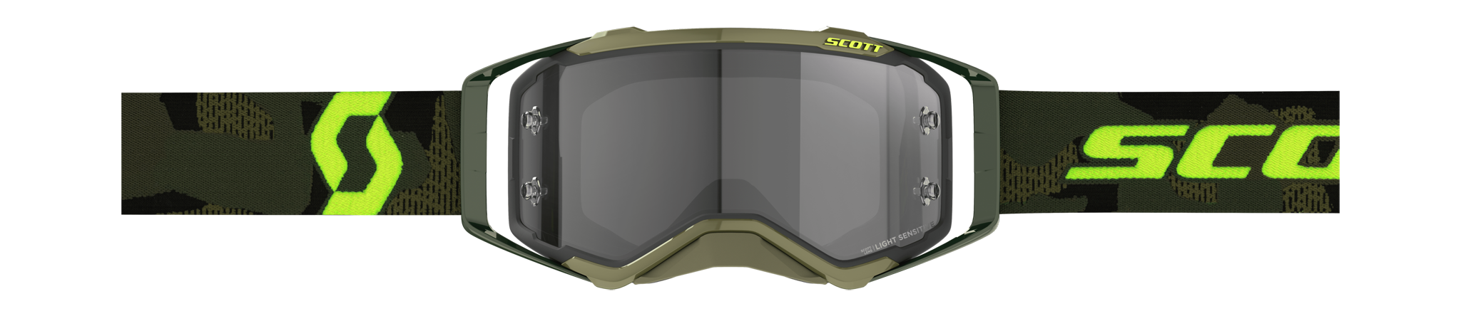 Scott Motocross Goggle Prospect Kaki - Green / Neon Yellow - Light Sensitive Grey