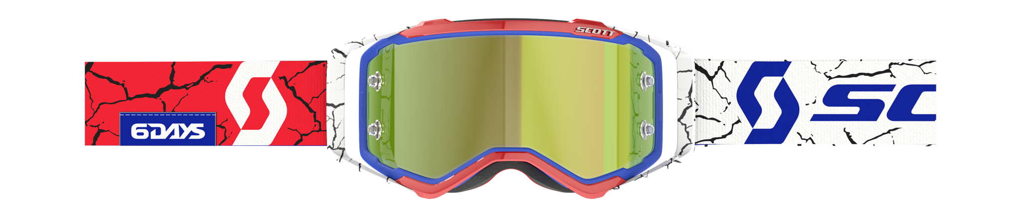 Scott Motocross Goggle Prospect LE 6 Days - Red / White / Blue - Mirror Yellow