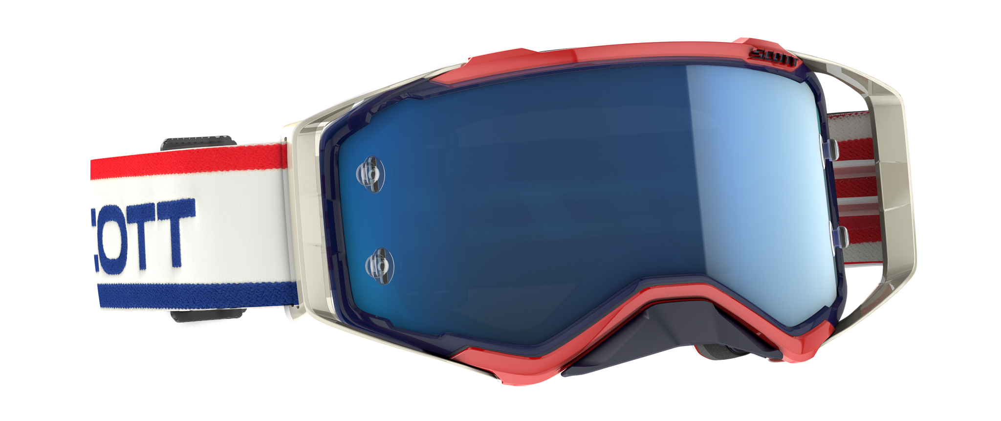 Scott Motocross Goggle Prospect Retro - White / Blue - Mirror Electric Blue