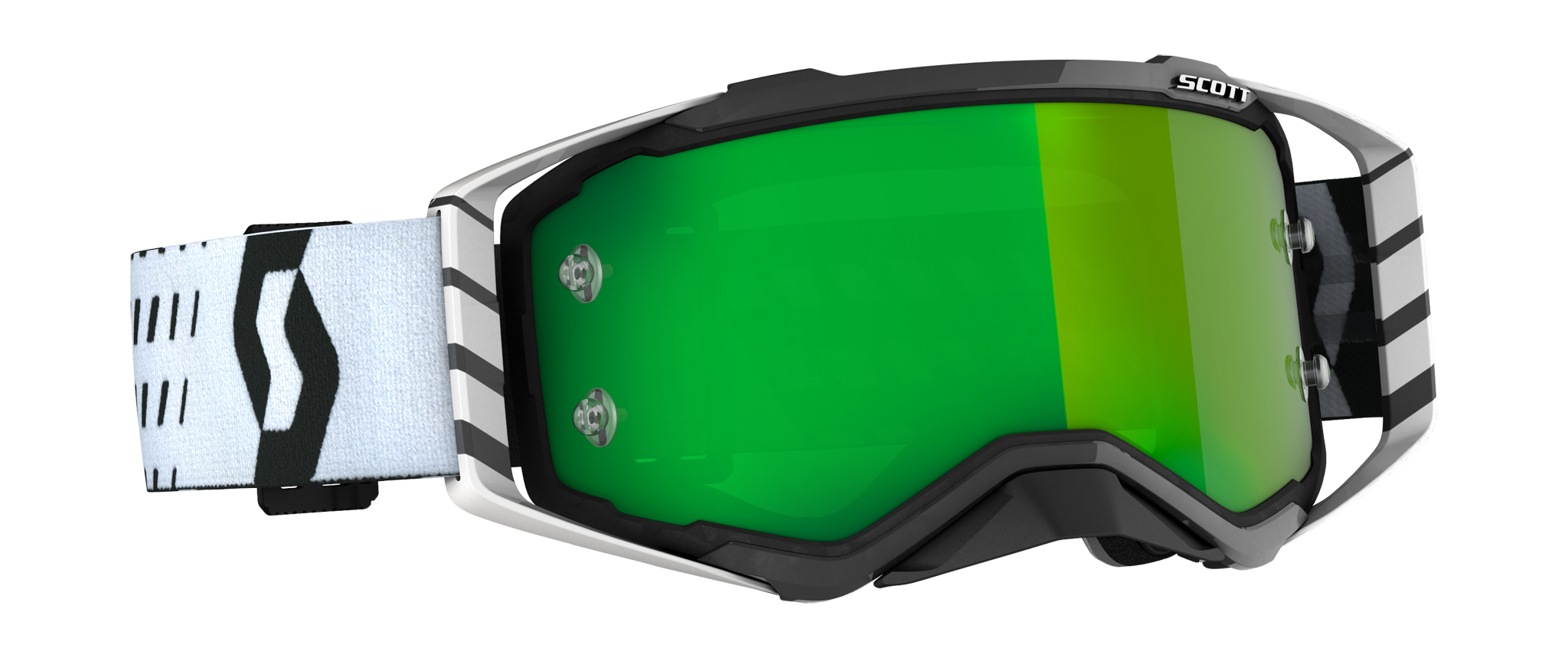 Scott Motocross Goggle Prospect - Black / White - Mirror Green