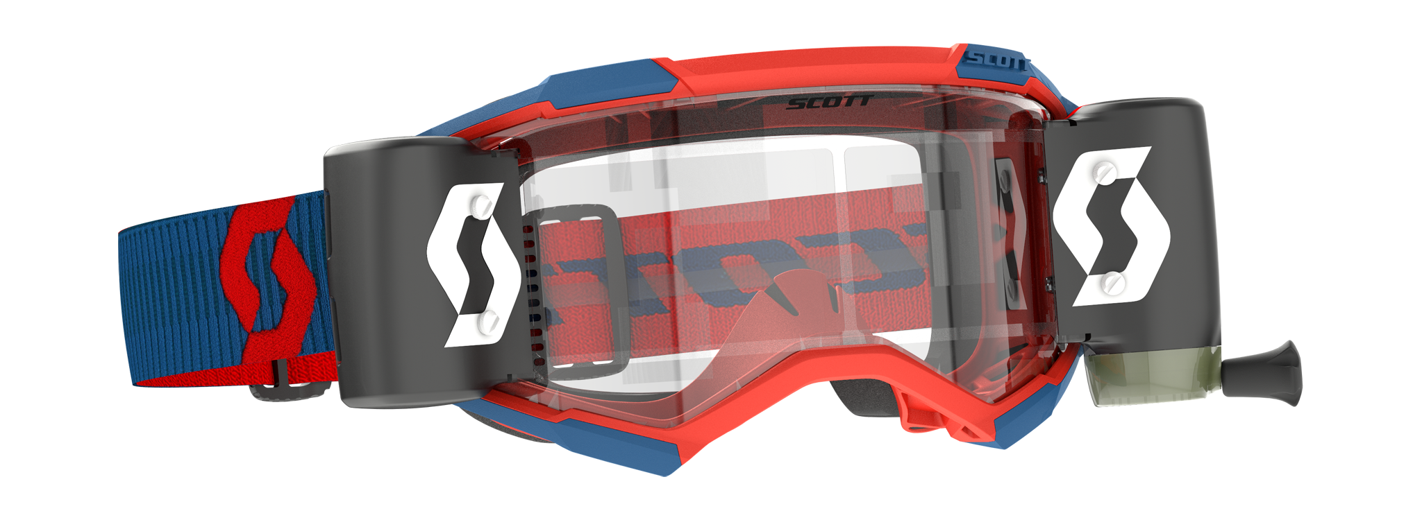 Scott Motocross Goggle Roll-Off Fury WFS - Dark Blue / Neon Red - Clear