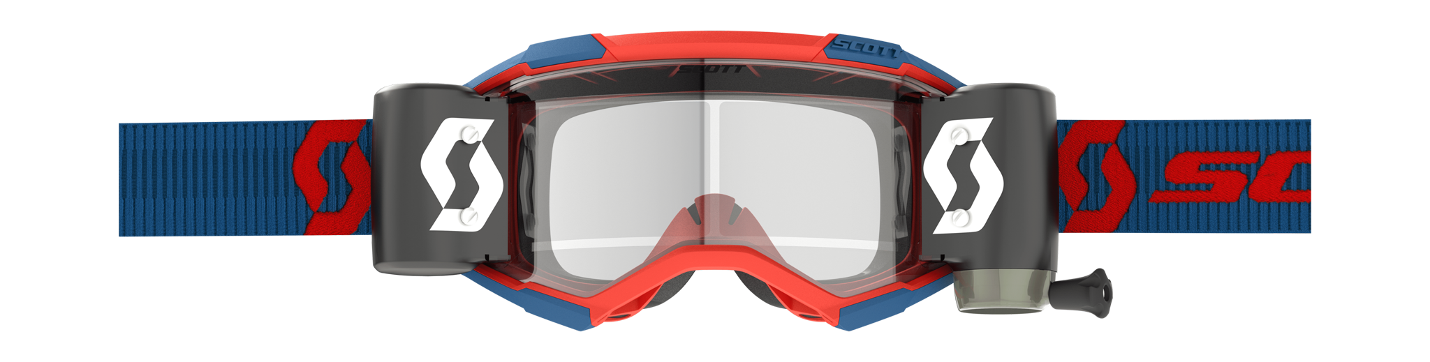 Scott Motocross Goggle Roll-Off Fury WFS - Dark Blue / Neon Red - Clear