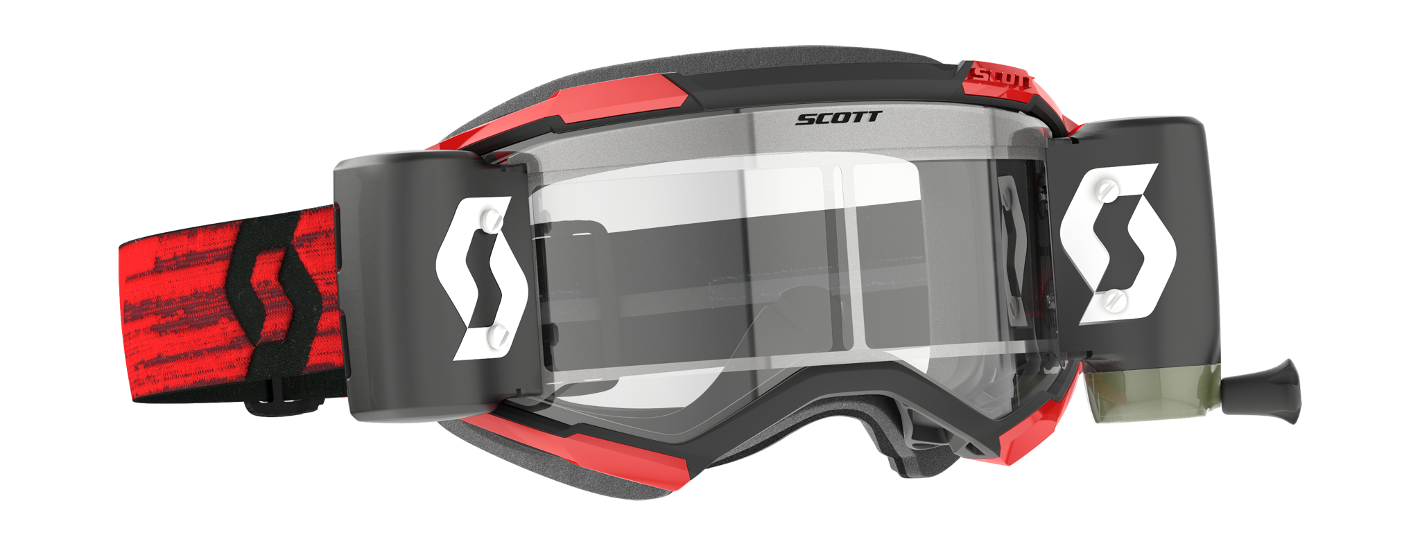 Scott Motocross Goggle Roll-Off Fury WFS - Dark Red - Clear