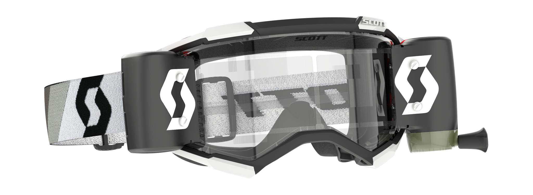 Scott Motocross Goggle Roll-Off Fury WFS Premium - Black / White - Clear