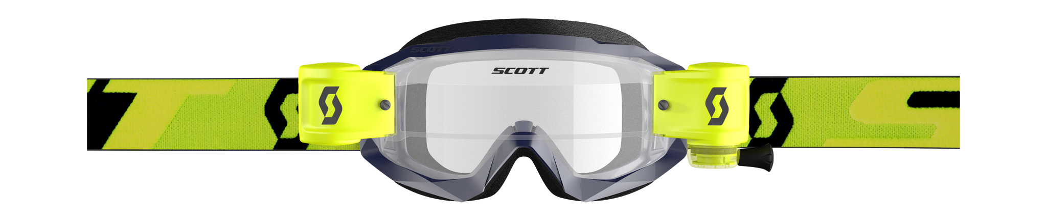 Scott Motocross Goggle Roll-Off Hustle X MX WFS - Yellow / Blue - Clear