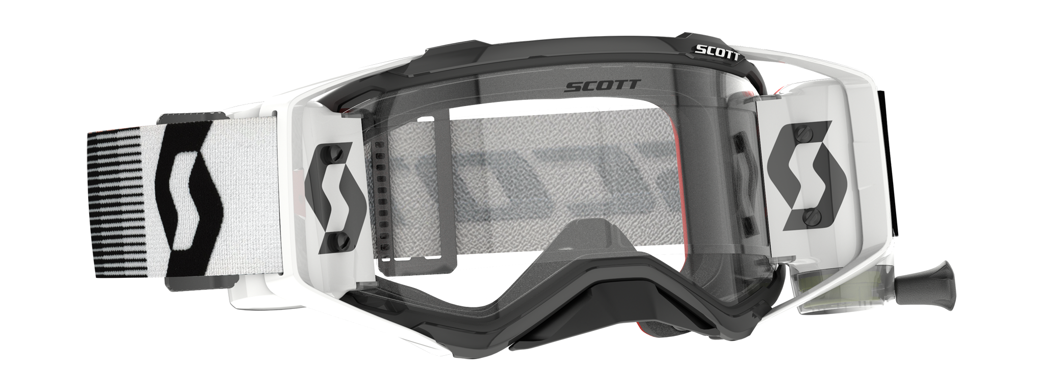Scott Motocross Goggle Roll-Off Prospect WFS Premium - Black / White - Clear