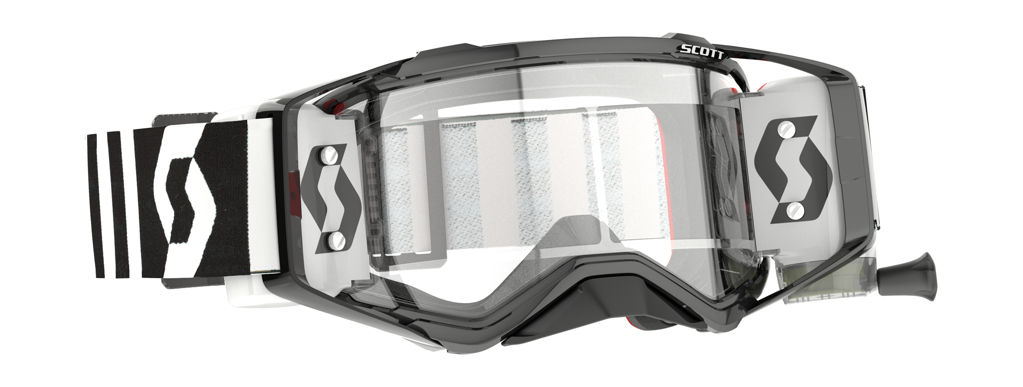 Scott Motocross Goggle Roll-Off Prospect WFS Racing - Black / White - Clear
