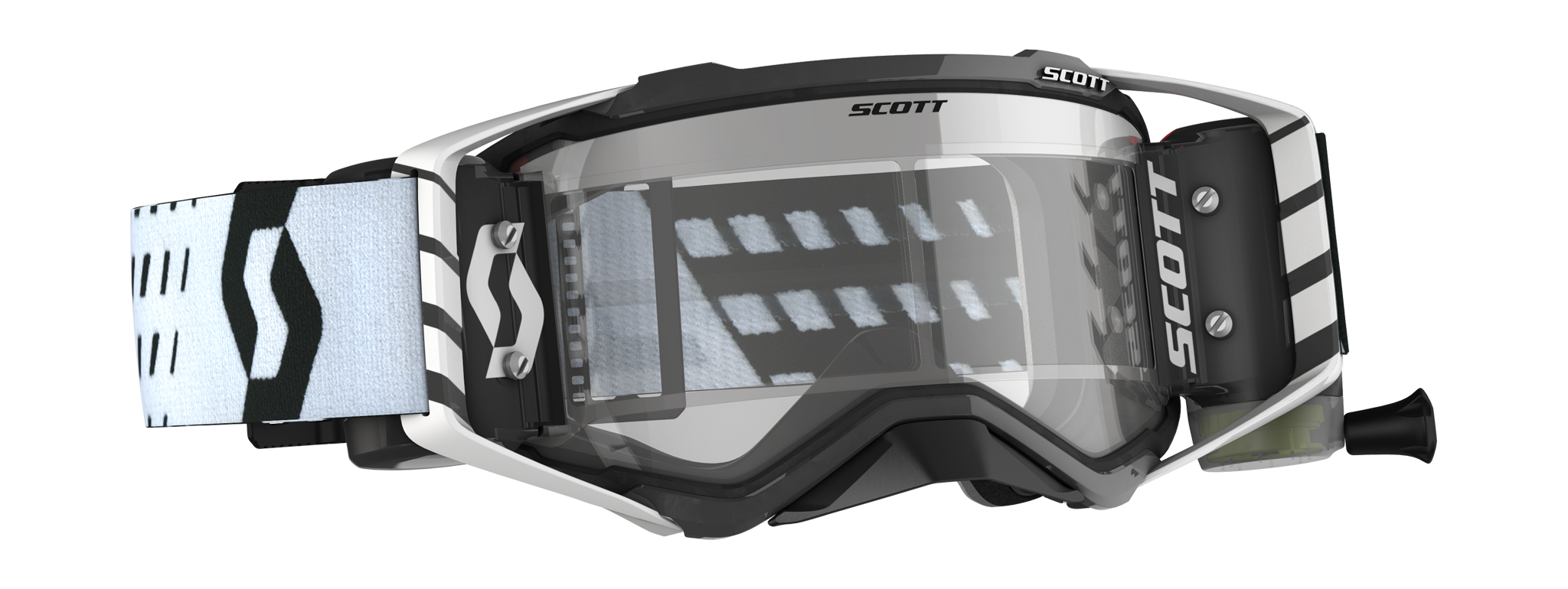 Scott Motocross Goggle Roll-Off Prospect WFS - Black / White - Clear