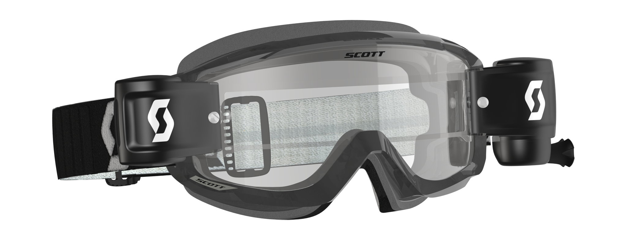 Scott Motocross Goggle Roll-Off Split OTG WFS - Black / Grey - Clear