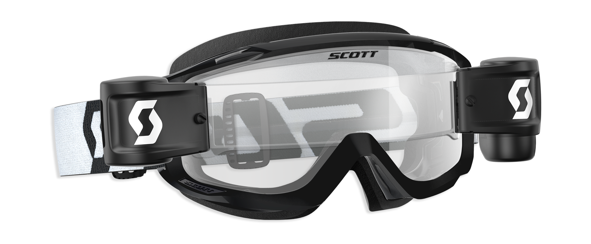 Scott Motocross Goggle Roll-Off Split OTG WFS - Black / White - Clear
