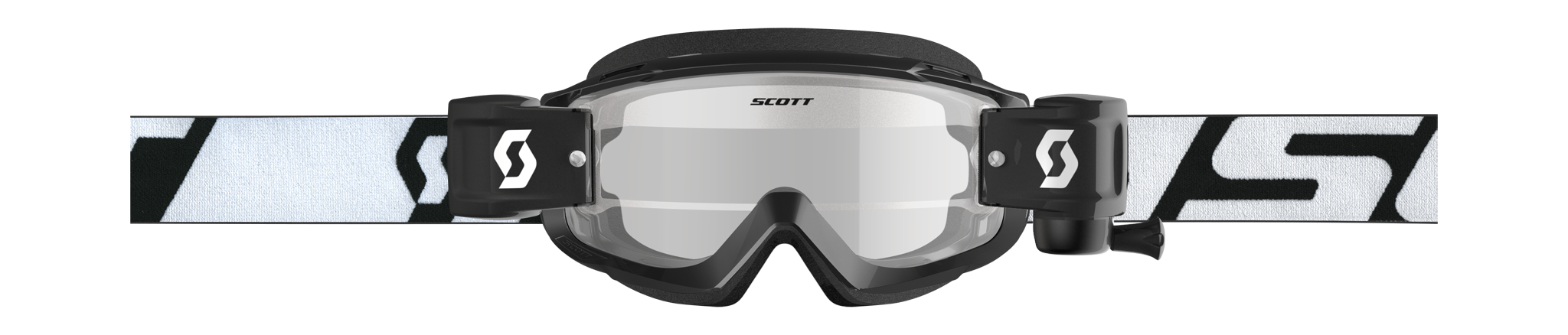 Scott Motocross Goggle Roll-Off Split OTG WFS - Black / White - Clear