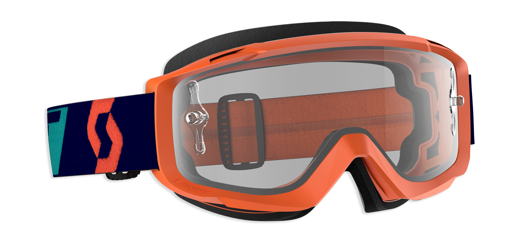 Scott Motocross Goggle Split OTG - Orange / Blue - Clear