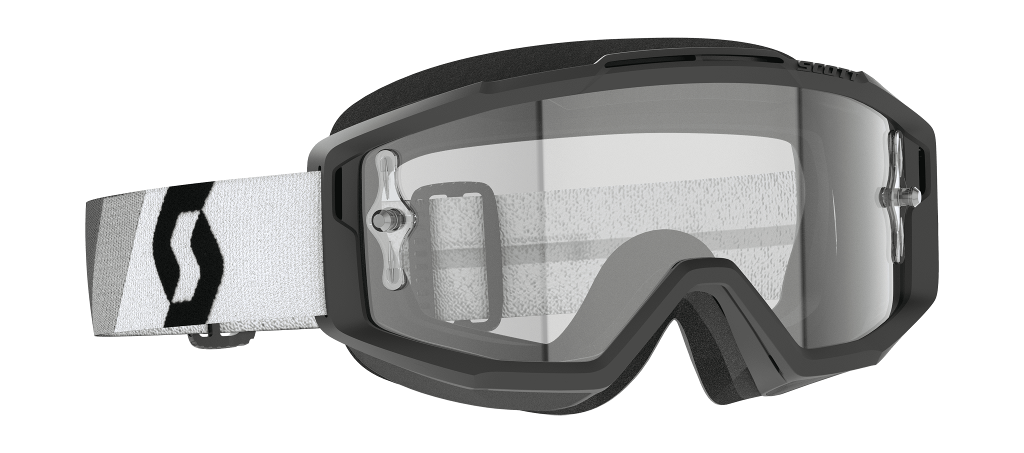 Scott Motocross Goggle Split OTG Premium - Black / White - Clear