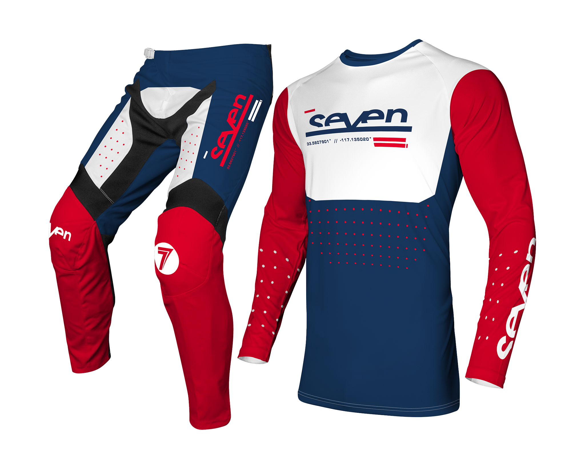 Seven Youth Motocross Gear Vox Aperture - Red / Navy