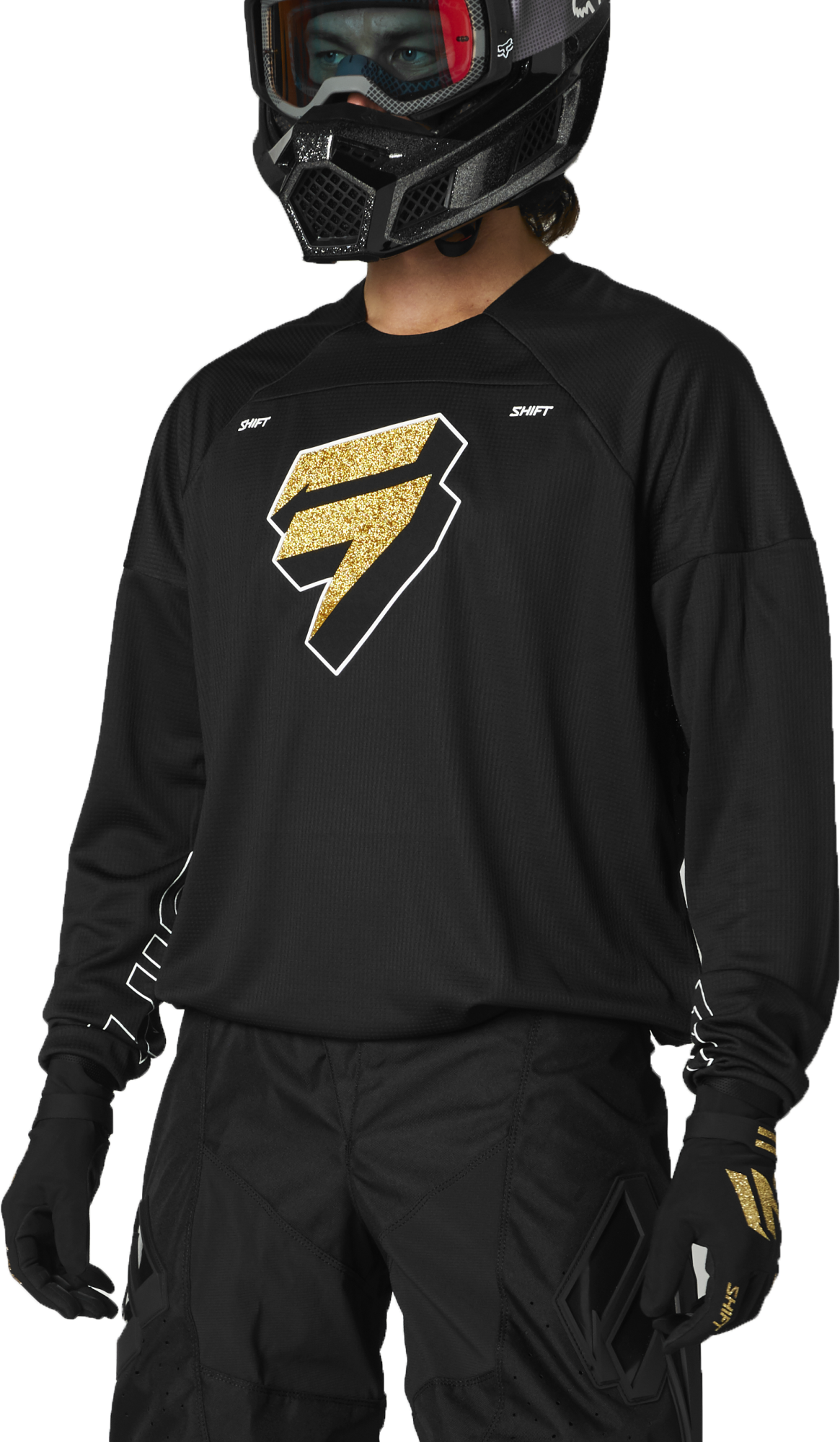 Shift Motocross Jersey WHIT3 Label Flak - Black / Gold