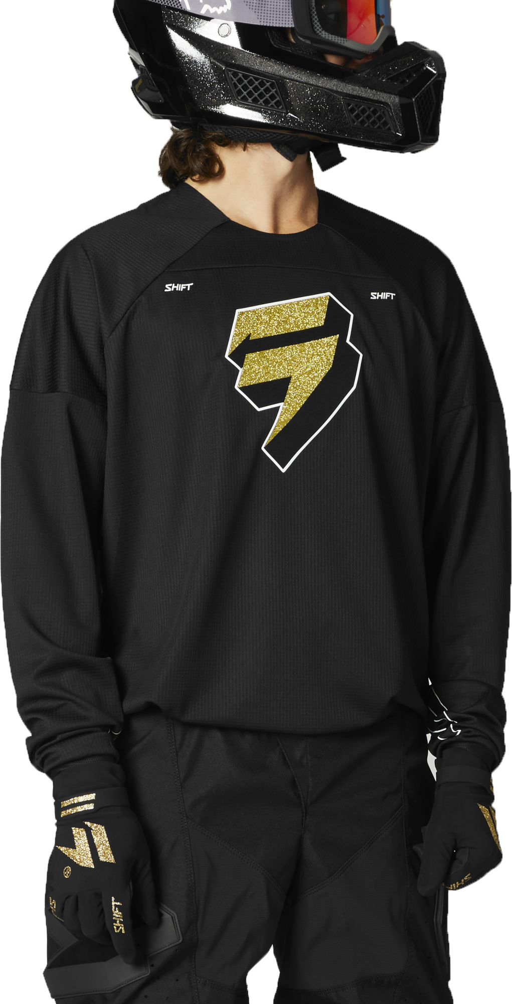 Shift Motocross Jersey WHIT3 Label Flak - Black / Gold