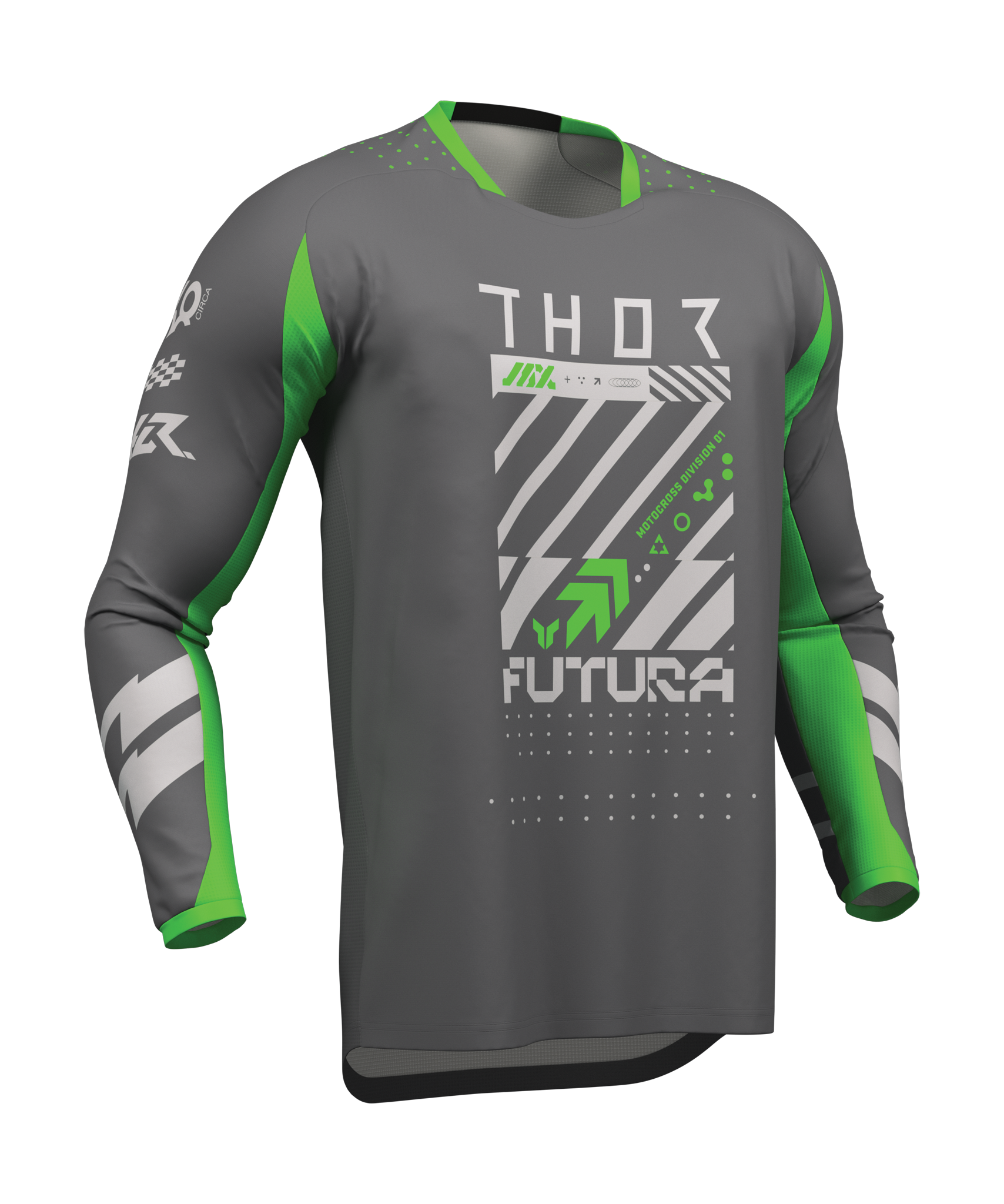 Thor Motocross Jersey 2026 Launchmode Futura - Charcoal / Green