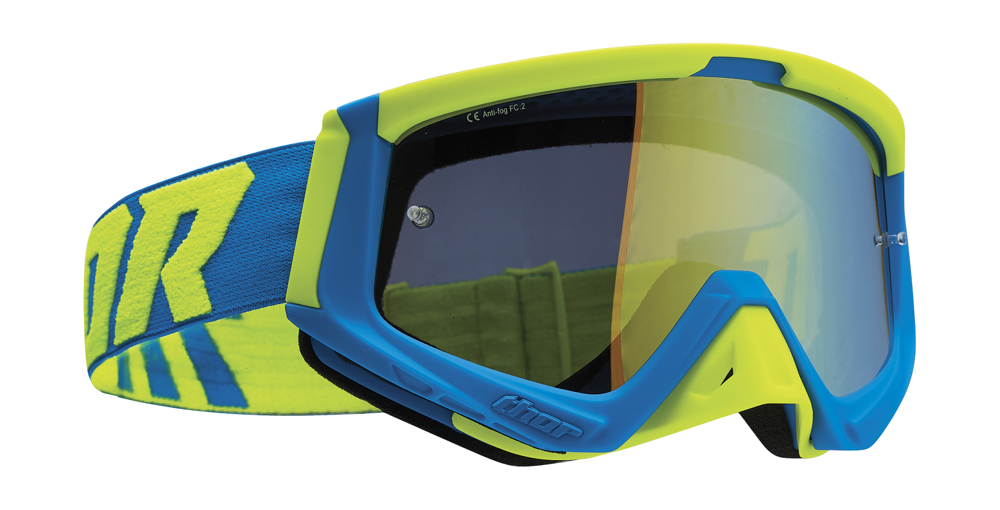 Thor Motocross Goggle Sniper - Blue / Flo Acid - Mirror Lime Green