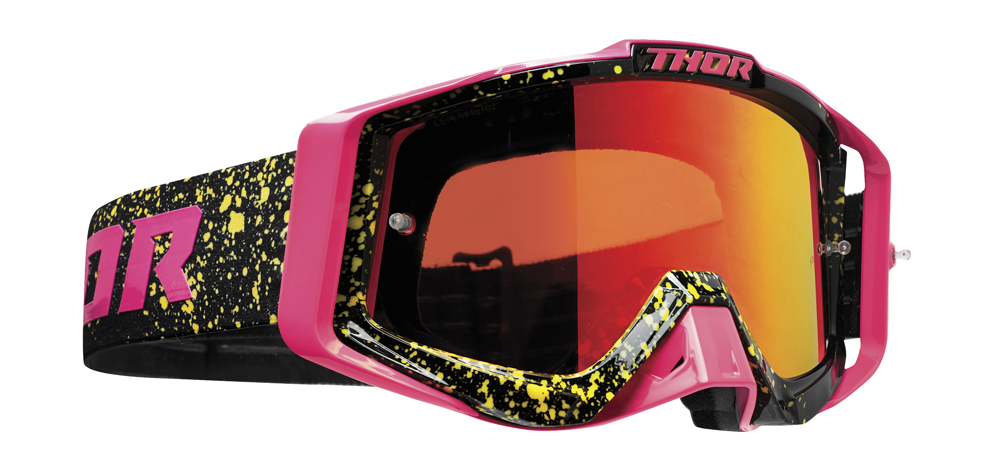 Thor Motocross Goggle Sniper Pro Splatte - Flo Pink / Black - Orange Iridium
