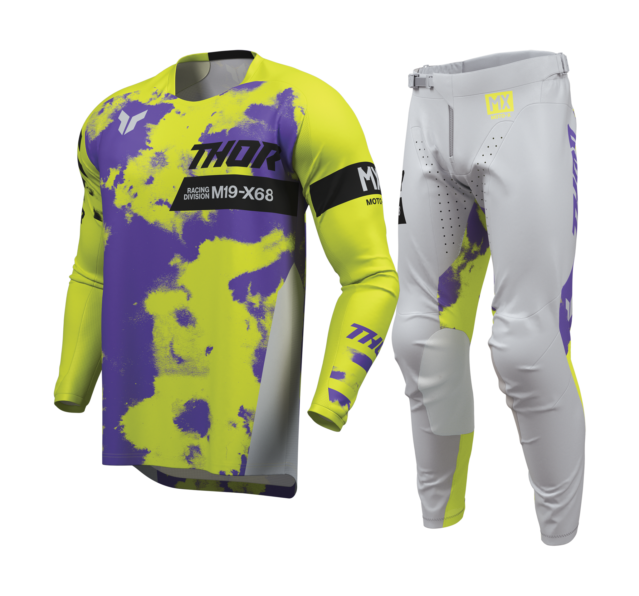Thor Motocross Gear 2026 Launchmode Bleach - Grey / Acid