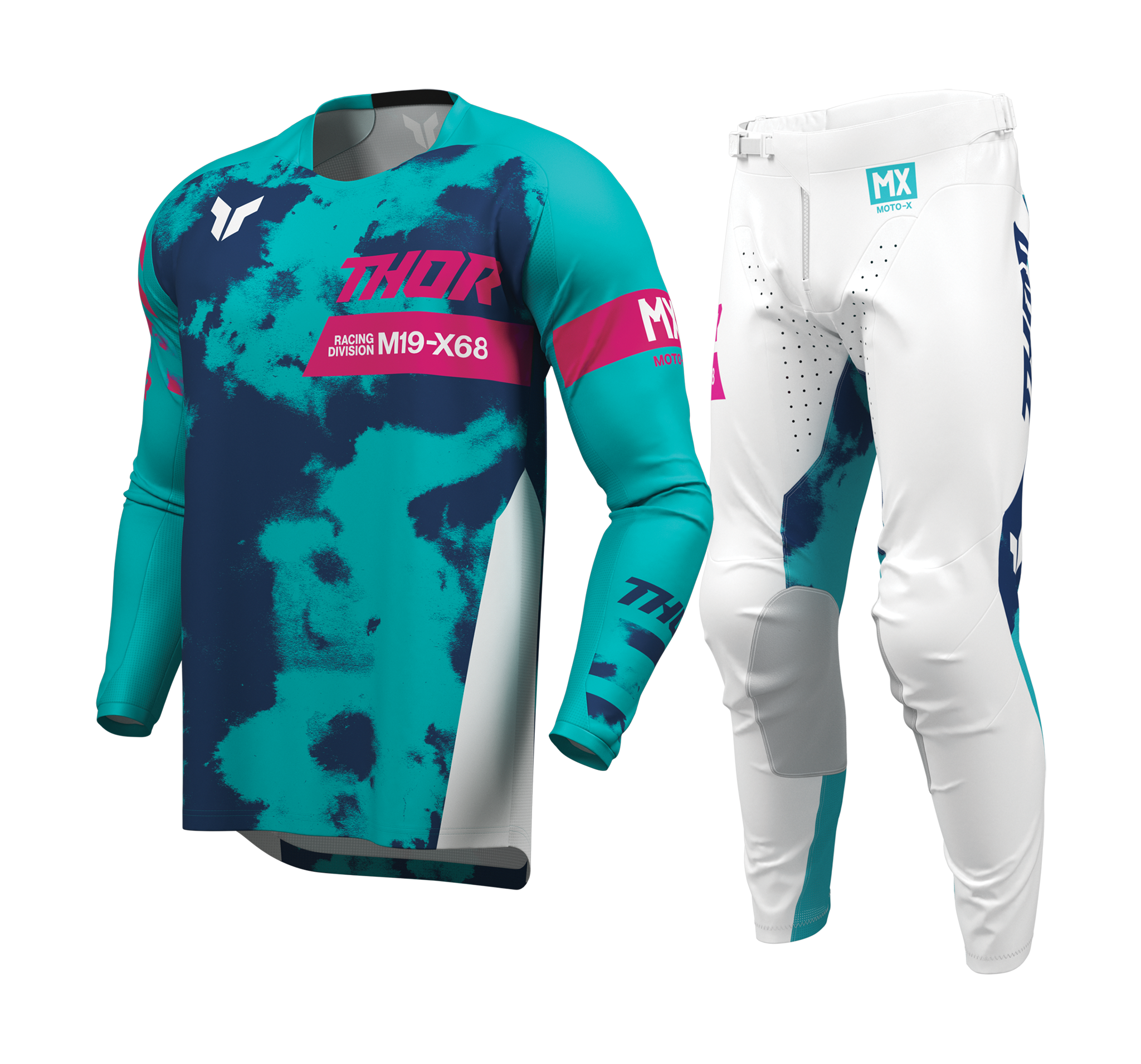 Thor Motocross Gear 2026 Launchmode Bleach - White / Aqua