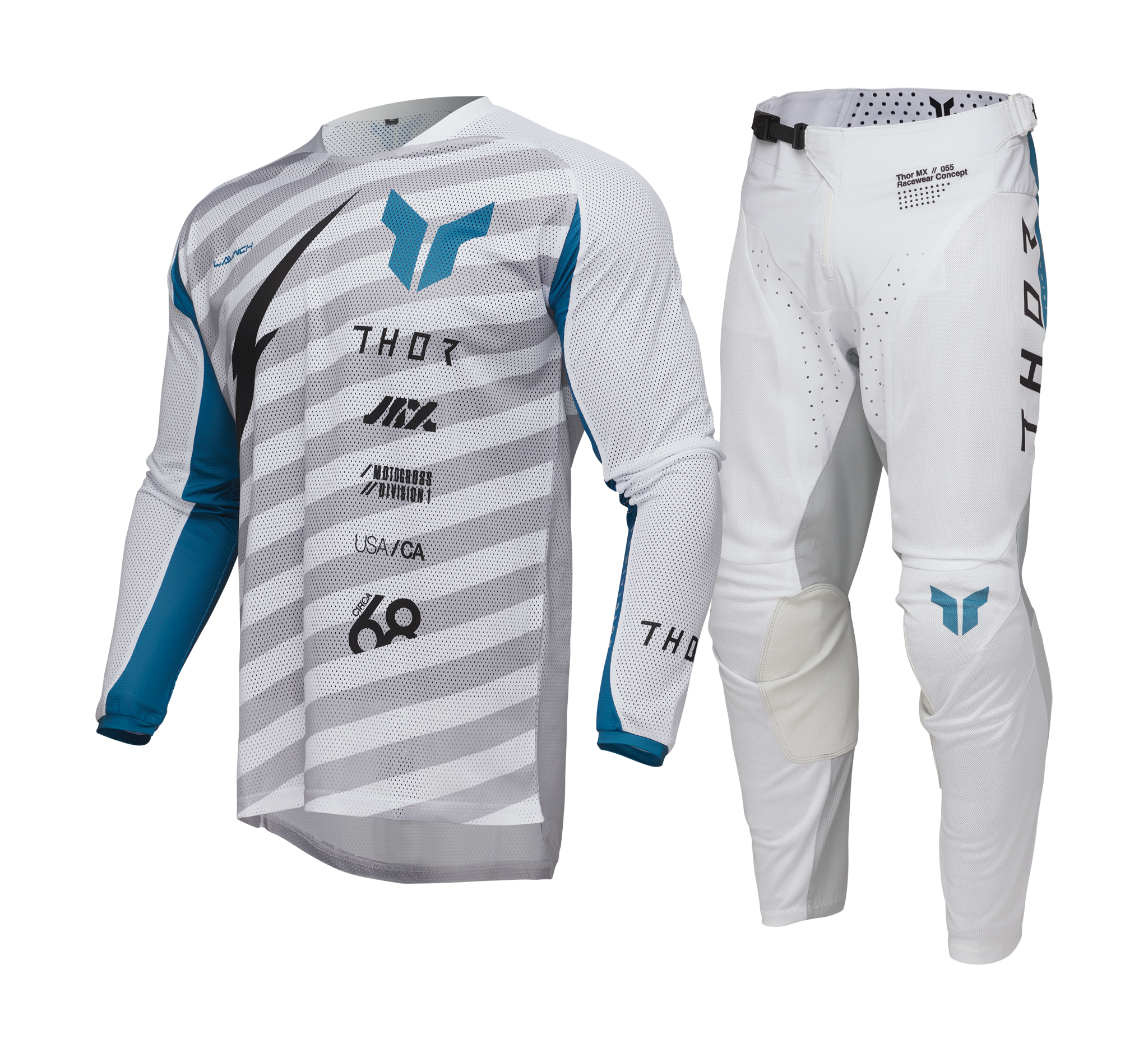 Thor Motocross Gear Launchmode Vented Raid - White / Grey