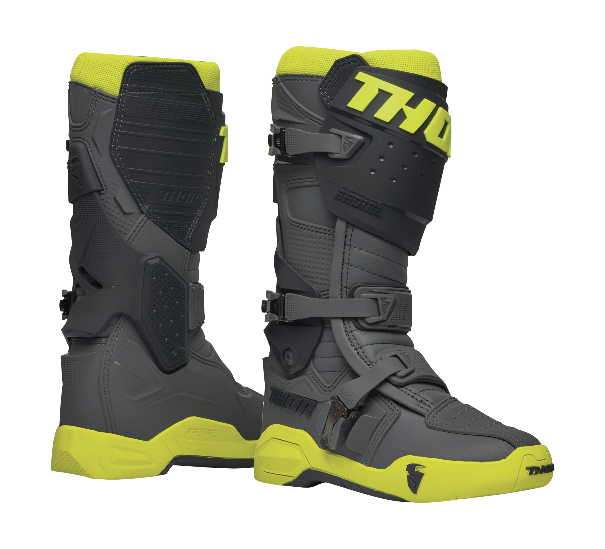 Thor Motocross Boots Radial - Grey / Fluo Yellow