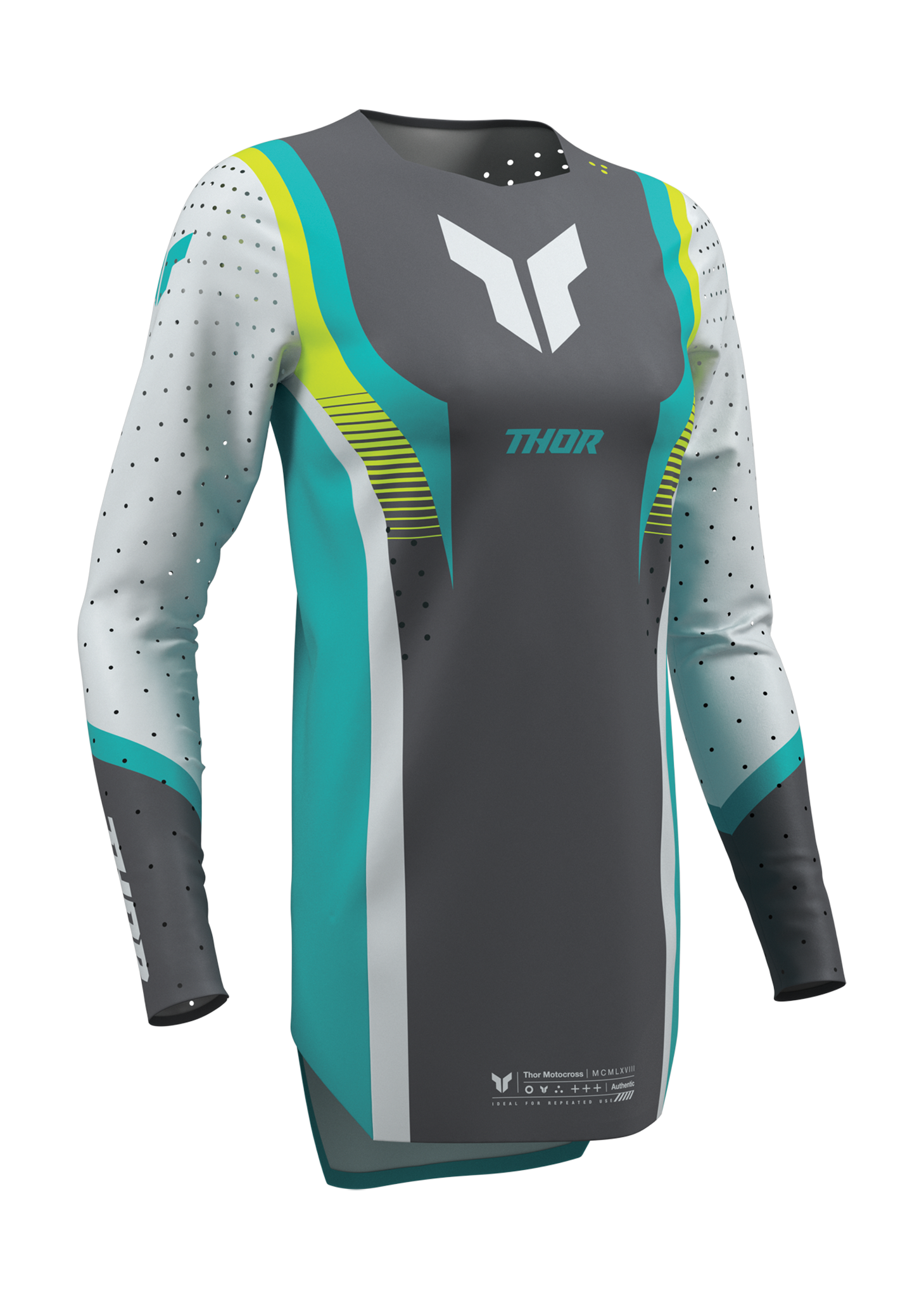 Thor Women Motocross Jersey 2026 Sportmode Velocity - Grey / Aqua