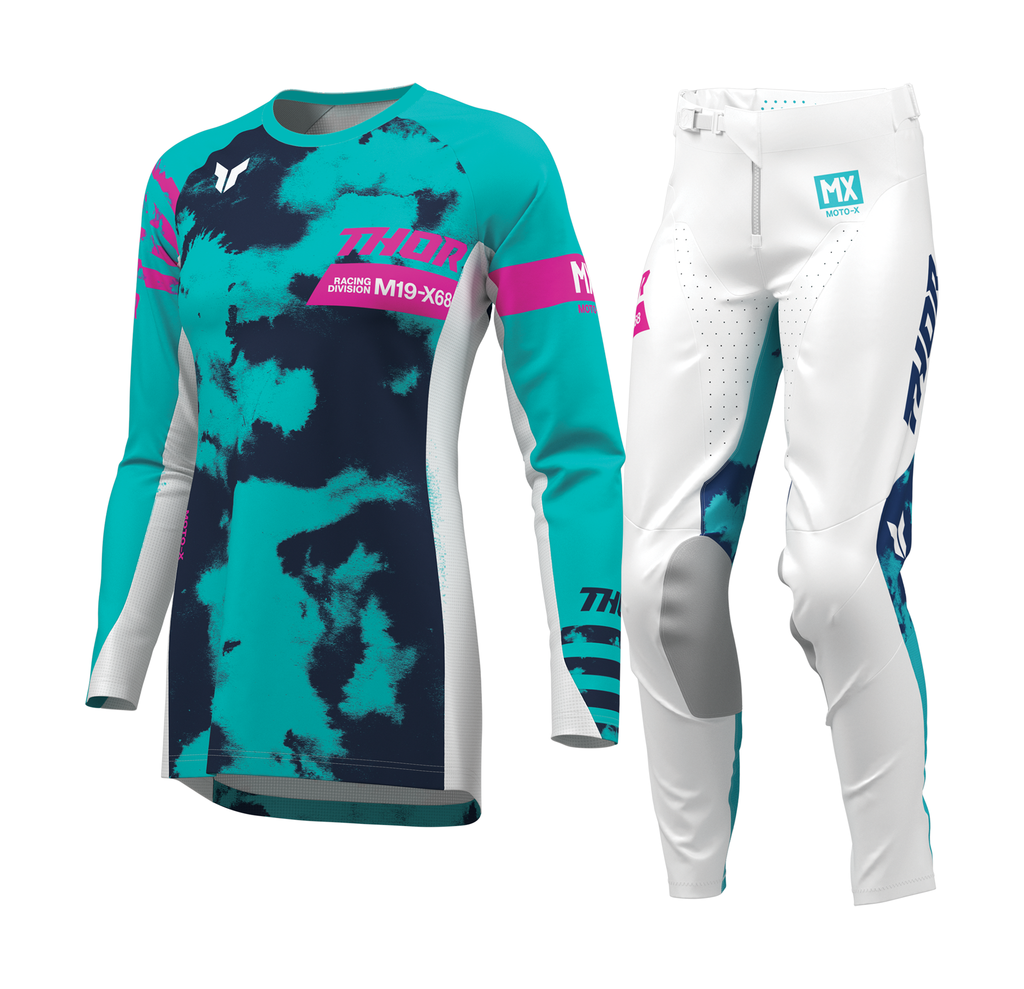 Thor Women Motocross Gear 2026 Launchmode Bleach - White / Aqua