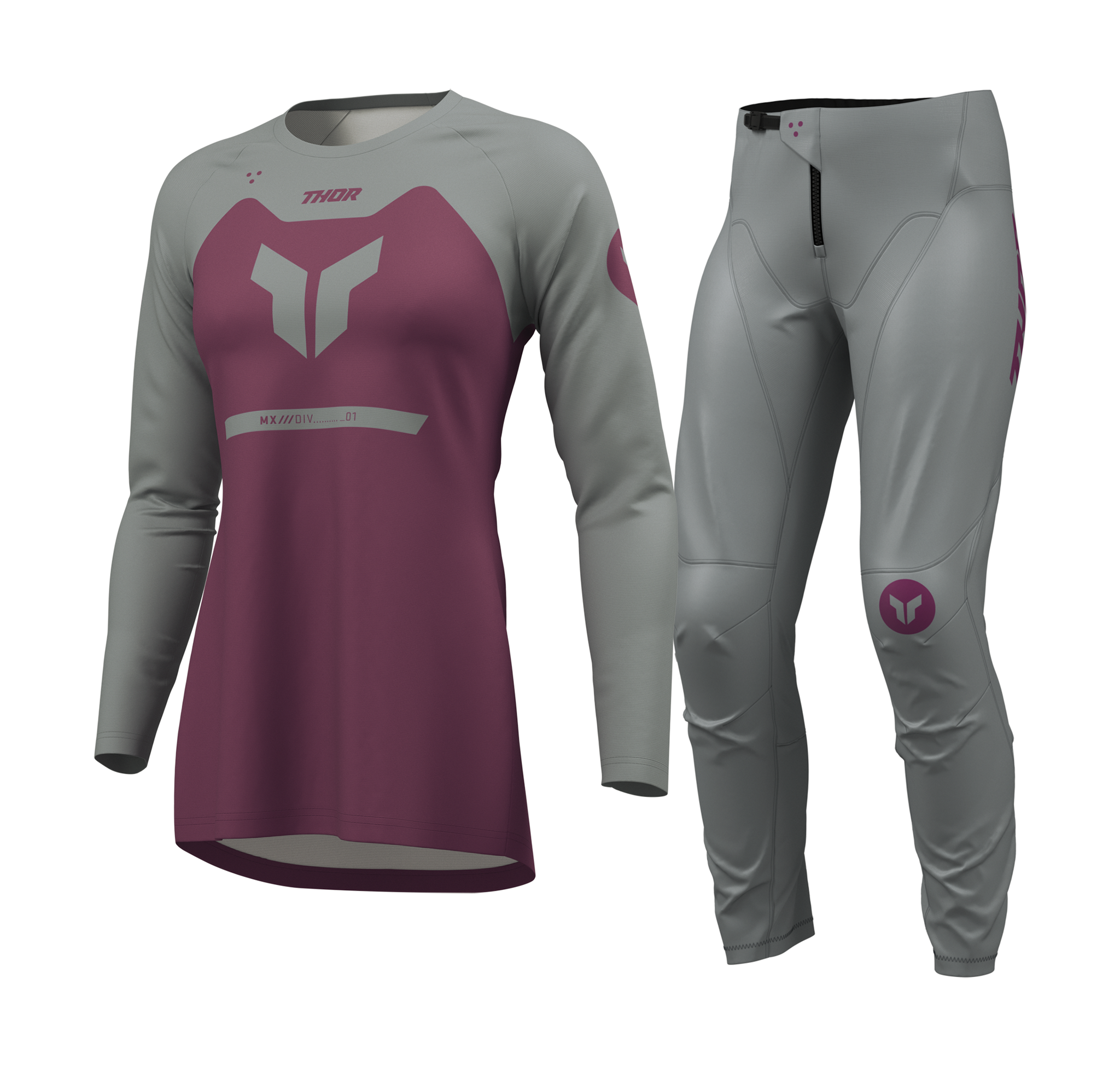 Thor Women Motocross Gear 2026 Ridemode Menace - Purple / Grey