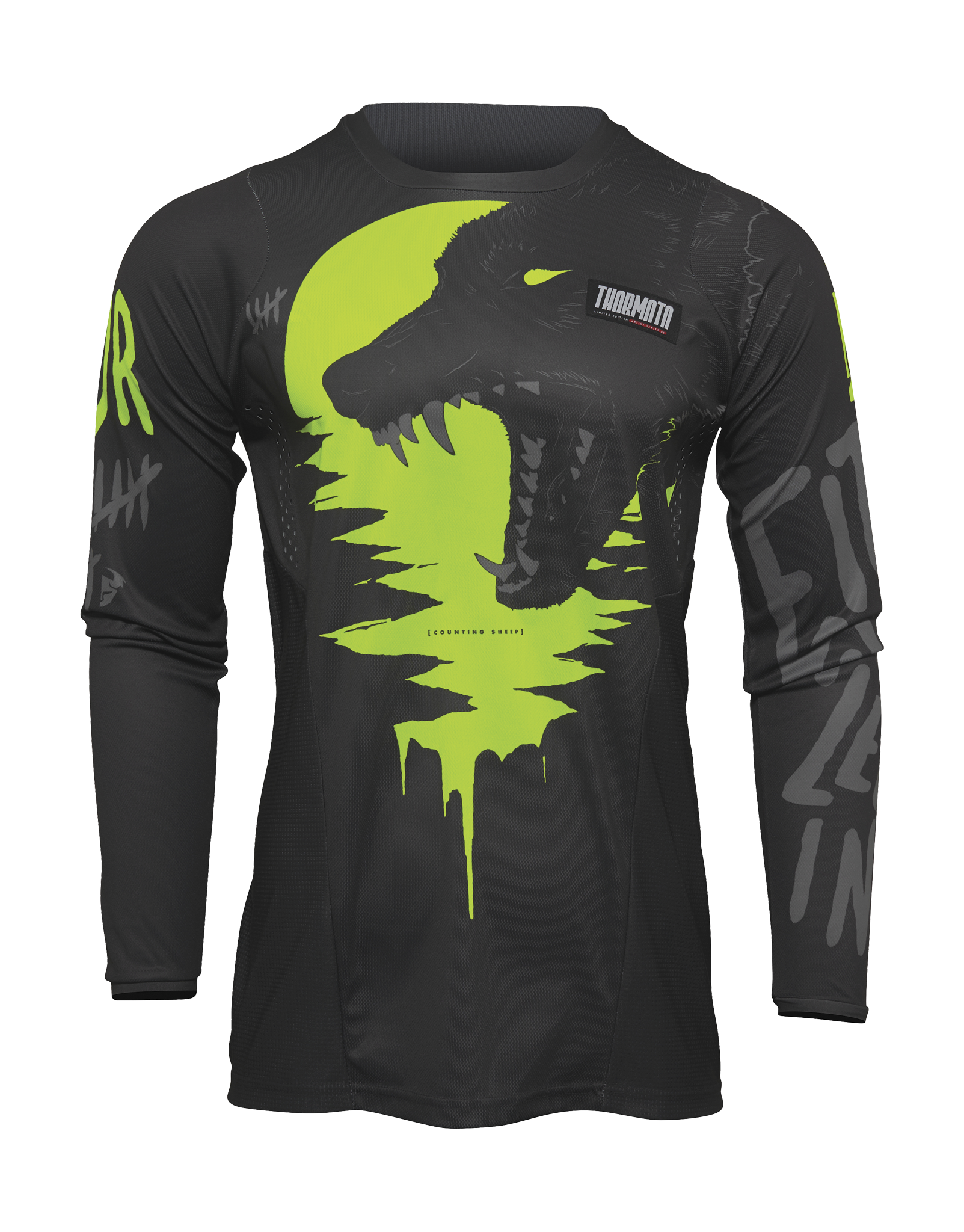 Thor Youth Motocross Jersey Pulse Counting Sheep - Charcoal / Acid
