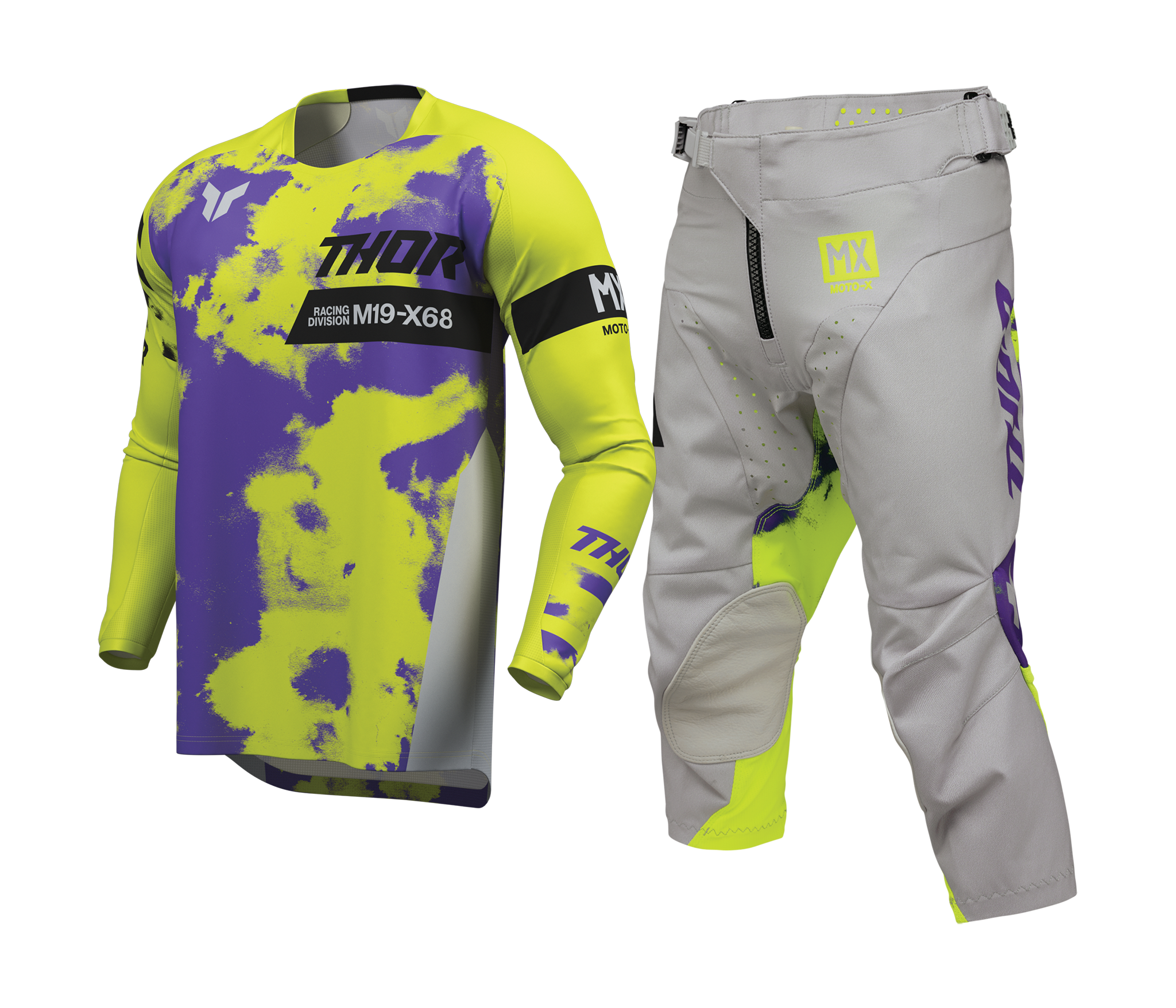 Thor Youth Motocross Gear 2026 Launchmode Bleach - Grey / Acid