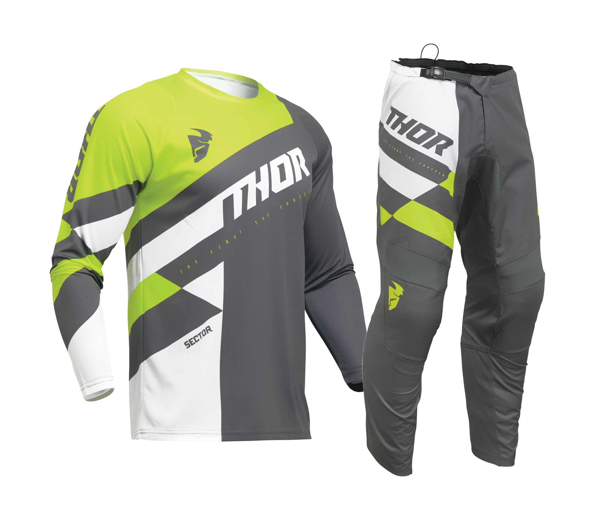 Thor Youth Motocross Gear Sector Checker - Charcoal / Acid