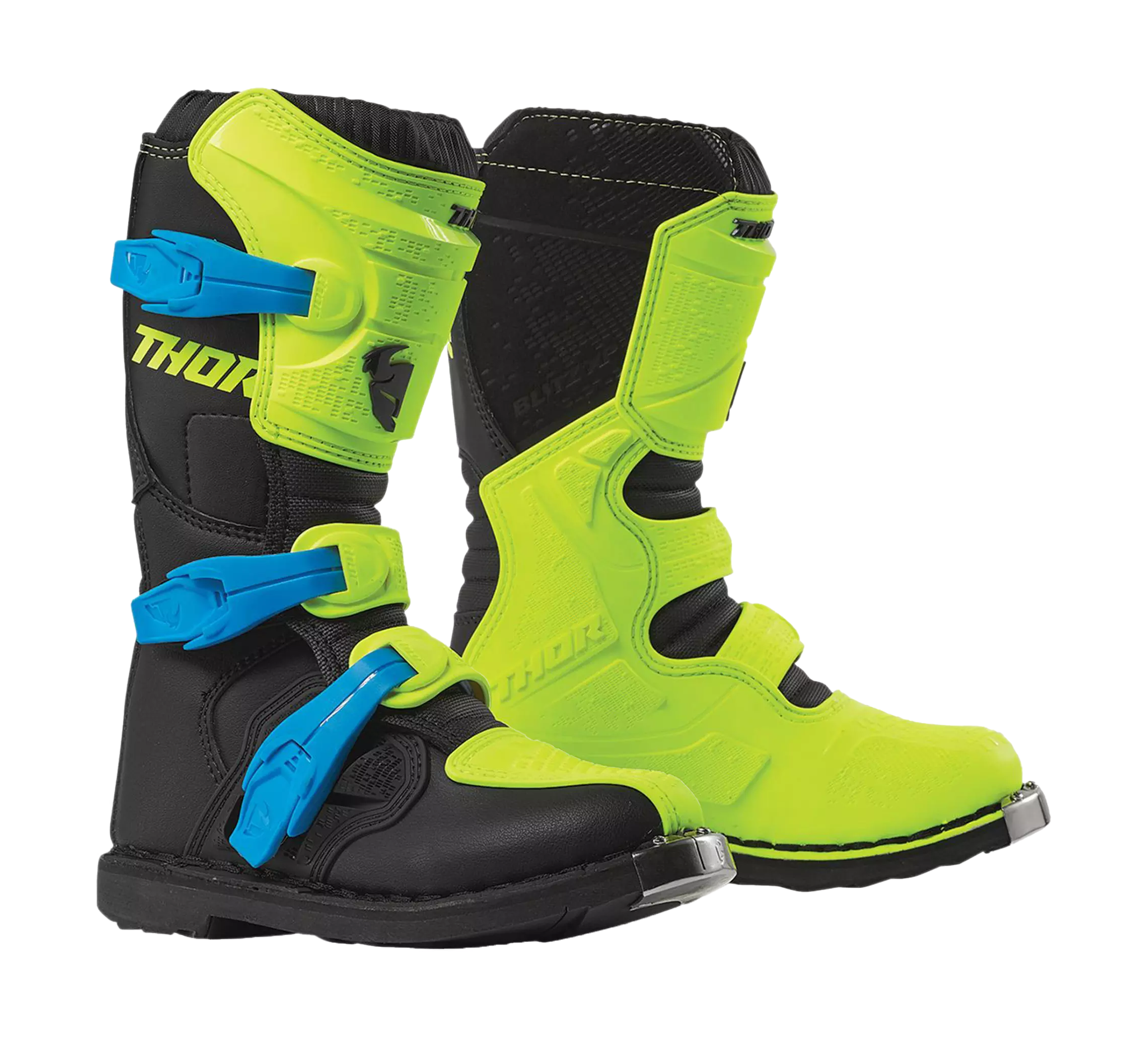 Thor Youth Motocross Boots Blitz XP - Flo Acid / Black