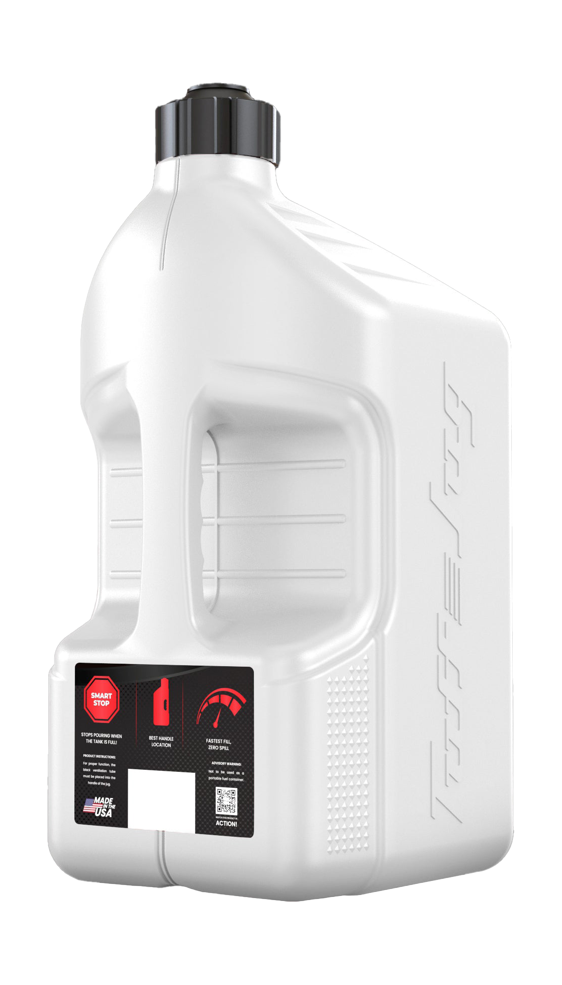 Tuff Jug Fuel Can Gen 3 Standard Cap &amp; Center Plug - White / Black - 20 L