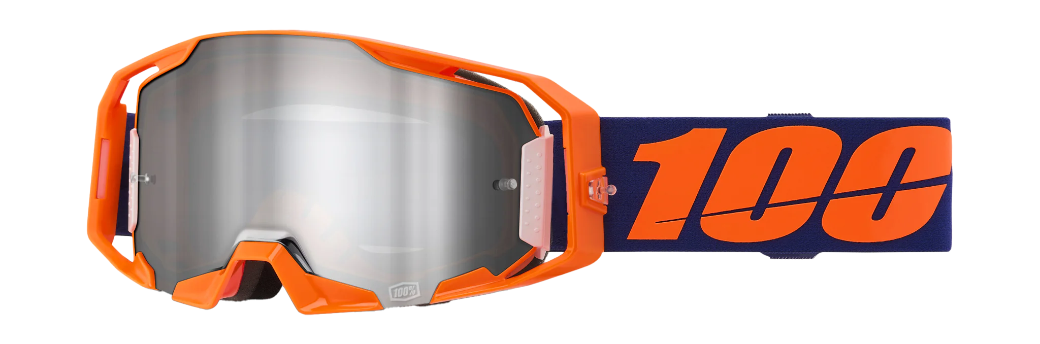 100% Motocross Goggle ARmatic Neon Orange - Mirror Silver Flash